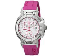 Tissot Women's T0482171701701 T-Race White Dial Pink Silicone Strap Watch
