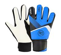 Tissting 1 Pair Goalkeeper Gloves 6/7 Size PU Latex Blue Kids Soccer Goalie Gloves with Adjustable Buckle, Anti-Slip Goalkeeper Protective Gloves for Youth(Size 6)