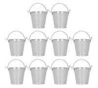 Tissting 10pcs Iron Hanging Flower Pots, Candy Colorful Balcony Garden Succulent Plant Pots Planter Gardening Wall-Mounted Iron Bucket with Handle for Succulents, Potted Plants(Silver)