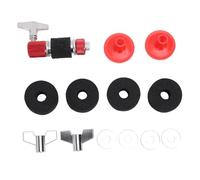 Tissting 13-Piece Hi Hat Clutch Set with Felt Pads - Stainless Steel Drum Pedal Accessory Kit for Secure Cymbal Mounting on Drum Sets (4CM/1.57in Pads) (Red)