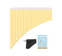 Tissting 16 Pipes 18 Pipes Pan Flute, Pan Flute C Key with Cardboard Carrying Bag for Children Adults Beginners Teaching Staff (Yellow)