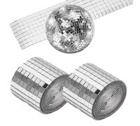 Tissting 1600 Pcs Self Adhesive Mirror Mosaic Tiles 0.2 x 0.2in Square Silver Mirror Mosaics Sticker Disco Balls Tiles for Vase Photo Frame Decoration