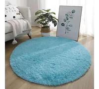 Tissting 2.6ft Round Nordic Style Long Plush Soft Shaggy Area Rug - Sky Blue
