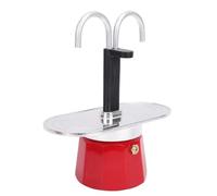 Tissting 2 Cup Stovetop Espresso Maker Double Head Coffee Pot Classic Italian Capable Greca Mocha Coffee Machine for Strainer