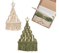 Tissting 2 Pcs Christmas Tree DIY Macrame Kit, Craft Wall Hangings Ornaments Decor Boho Woven Macrame Handmade Xmas Tree for Beginners, for Festive Holiday Home Restaurant Decoration