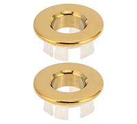 Tissting 2 Pcs Sink Overflow Ring Copper Basin Cover Insert Trim Ring Gold - Bathroom Overflow Cover Hole Insert Cap for Ceramic Sinks, 1.5 x 1.5 x 3cm (0.59 x 0.59 x 1.18in)