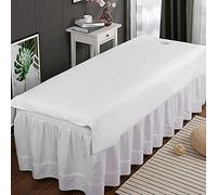 Tissting 2 Pieces Massage Table Sheets, 200x75 Cm/78.7x29.5 Inch Beauty Salon Bed Sheets Breathable Oil Resistant Waterproof SPa Massage Table Cover Sheet(White)