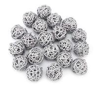 Tissting 20 Pieces 3cm Decorative Balls, Vase Centerpiece Bowls Orbs Filler Craft, House Ornament, Rattan Balls for Wedding Party Potpourri Decor(Silver)