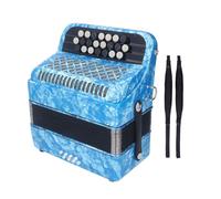 Tissting 22 Key 8 Bass Accordion Professional Musical Instrument with Strap and Bag - Portable Button Accordion for Performers and Students 45x25x40 cm / 17.7x9.8x15.7 inches (Blue)
