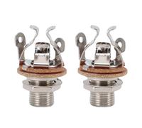 Tissting 2PCS Guitar Output Jack 1/4 Inch 6.35mm 4 Contacts Mono Jack for Secure Connection Reduced Buzz - Upgrade Replacement Parts for Electric Guitar Bass 17.5mm/0.7in (Silver)