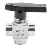 Tissting 3-Way Ball Valve, Stainless Steel Three-Way Ball Valves BSPP 1/8", 1/4", 3/8", 1/2" Female Thread Valve Pipe Flows Control for Water Gas Air Oil(BSPP3/8)