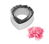 Tissting 4 Pcs Peony Shaped Stainless Steel Pastry Cutter Set for Cake Biscuits and Fondant - Peony Pattern Mold for Easy Operation and Cleaning Ideal for Home Bakers and Kids 12.7 cm/5 Inches