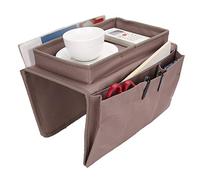 Tissting 4 Pockets Sofa Armrest Organizer TV Remote Control Storage Bag with Cup Holder Tray, 11.8 X 7.1 X 7.1in Armchair Couch Bag for Dorm Rooms(Coffee)