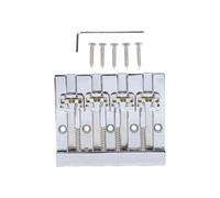 Tissting 4-String Bass Bridge - 5-Hole Zinc Alloy Bridge with Adjustable Brass Saddles (17.5-20mm / 0.69-0.79in) for Precise String Spacing & Warm Tone
