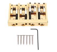 Tissting 4 String Bass Bridge Zinc Alloy Full Adjustable Assembly for Jazz Electric Bass - Replacement Part with Screws and Wrench for Enhanced Tuning and Sound (3.15 (Gold)