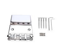Tissting 4-String Bass Bridge - Zinc Alloy Vintage Tailpiece for Jazz Precision Bass, Easy Installation, Enhanced Sound & Stability (Silver, 4 Saddles & Tools Included)