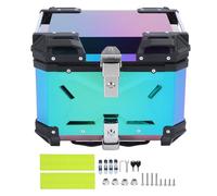 Tissting 45L Motorcycle Top Box, Motorcycle Top Case Tail Box with Safety Lock Quick Release Universal Fit Water ResistingAluminium Alloy Motorcycle Trunk for Helmet Luggage Colorful