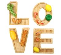 Tissting 4pcs Wood LOVE Letter Charcuterie Board, Food Trays for Cheese Fruit Vegetable Platters, Plates for Wedding Anniversary Family Party Decorations