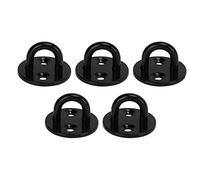 Tissting 5 Pcs 304 Stainless Steel Pad Eye Plate Hook 8mm Thickened Black Wall Mount Ring Hooks - Heavy Duty Fixed Pad Eye Plate for Ceiling Mount Hanger Suitable for Indoor Outdoor Use