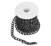 Tissting 5m Aluminum Chain with Spool, Black DIY Aluminum Curb Chains Twisted Links Cross Cable Chains Custom Connection for Jewelry Making