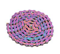 Tissting 6/7/8 Speed Bicycle Chain with Hook and Loop Colorful Electroplating Mountain Bike Chain Double X Bridge Design Carbon Steel MTB Bike Chain for Road Mountain Bike