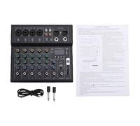 Tissting 6 Channel Mini Mixer Console With 48V Phantom Power Built in Guitar Amp And BT MP3 Player - Professional Sound Card Interface For Studio Recording Live Streaming Karaoke A (Black)