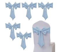 Tissting 6 Pcs Chair Sashes Bows Light Blue Decorative Chair Bow Spandex | Reusable Dining Chair Cover Back Tie Ribbon for Weddings Outdoor Events Hotel Party Xmas Christmas