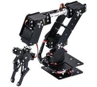 Tissting 6DOF Robot Mechanical Arm Clamp Claw Kit, Industrial Robot Parts 6 Axis Manipulator with 6 Servo Motors for College Teaching DIY Projects Black Aluminum Plate