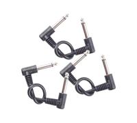 Tissting 6Pcs 7 Inch Guitar Patch Cables, Right Angle Type Connectors, 6.35mm Pedal Board Cables for Noise Reduction, Effect Pedals and Music Recording (Black)