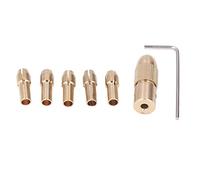 Tissting 7Pcs Mini Drill Chuck Set 4 Jaw Brass for Electric Tools - Mini Twist Drill Chuck Brass Collet Set with L Wrench for Drilling Polishing Grinding in Workshop and Household