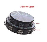 Tissting 8 Inch Wooden Tambourine with Double Row Jingles, Handheld Percussion Instrument for Kids Adults Music Class Party Church Worship (20.5cm/8in)