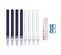 Tissting 8 Pcs Water Soluble Fabric Pencils Blue White Set with Sharpener - Sewing Marking Tools for Crafts Quilting Dressmaking Includes Measuring Tape 15 cm/6 inches