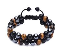 Tissting 8mm / 0.3in Tiger Eye Bracelet Adjustable Double Layer Bracelet Natural Gemstone Bracelet Stretch Gems Stones Jewelry Bead Stone Chakra Gemstones Bracelets Necklace Round Bead Accessory