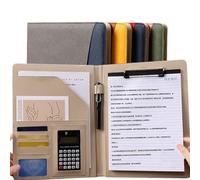 Tissting A4 Clipboard Portfolio Organiser, Multiple Compartments Metal Clip PU Leather Document Folder with Cover for Business Meetings, Office, School