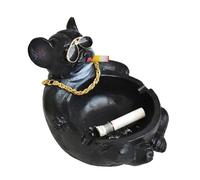 Tissting Ashtray 3in Synthetic Resin Cigarette Ash Tray Bully Dog Shape Decorative Cartoon Animal Tabletop Cigars Ash Holder for Home Office(Black)
