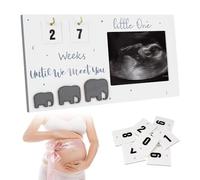 Tissting Baby Scan Photo Frame 9x5in Solid Wood Sonogram Frame with Countdown Calendar - Perfect for 3x4in Photos Wall Mounted or Tabletop Ideal for New Parents Grandparents Gender Reveal