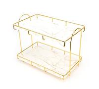 Tissting Bathroom Countertop Organizer, 2 Tiers Counter Standing Rack Metal Storage Shelf Rack for Makeup Cosmetic Storage Organizer Holder Bathroom Countertop Rack for Home Hotel Kitchen