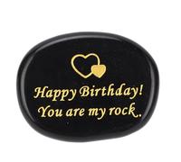 Tissting Birthday Gift Engraved Rocks You are My Rock Inspiring Keepsake for Wife, Husband, Boyfriend or Girlfriend Happy Birthday Stone (Obsidian)