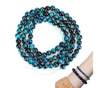 Tissting Blue Tiger Eye Beads, High Gloss Natural 8mm Round Gemstone Beads Set for DIY Jewellery Making Bracelets and Necklaces Craft for Women and Girls
