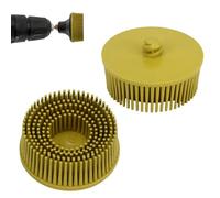 Tissting Bristle Disc, 2in/50mm Abrasive Brush 80 Grit 25000RPM Silicon Carbide Shank Attachment Disc for Polishing, Cleaning, Removing Stubborn Coatings Yellow