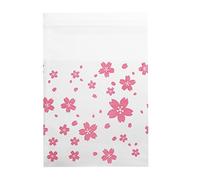 Tissting Candy Bag, Plastic, Self Adhesive, 2 Floral Patterns for Packaging Cookies Biscuits and Sweets for Wedding Birthday Party Supplies, 4 Types, 100 Pieces per Pack (Sakura 7 * 7CM)