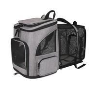 Tissting Cat Carrier Backpack, Expandable Pet Carrier with Safety Leash and Breathable Mesh, Foldable Pet Travel Backpack for Small and Medium Sized Pets Up to 18 Lbs Grey (Grey)