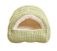Tissting Cat Dog Cave Bed Winter Warm Enclosed House 20 Inches/50 Centimeters with Removable Cushion - Cozy Plush Indoor Pet Bed for Cats Small Dogs Snug Nesting Hideaway (Light Green)