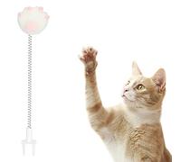Tissting Cat Wand Cat Teaser Pet Elastic Spring Toy Metal Wire Funny Cats Stick with Plush paws Pink Interactive Teaser Toy for Indoor Cats Kittens (CAPAS DE CAT WHITE)
