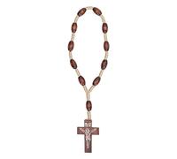 Tissting Catholic Cross Rosary Necklace, Wooden Prayer Beads Prayer Holy Soil Cross for Catholic Christians Religious Communion Baptism Mass Bible