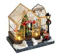 Tissting Christmas Village House, LED Light Up Christmas Ornament with 8 Music Songs, Resin Xmas Snow Scene Decoration for Party Desktop Decor 5.12x5.5x3.54in