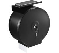Tissting Commercial Jumbo Toilet Paper Dispenser Toilet Roll Holder | 9in Roll Center Axis 2.76in Wall Mount Stainless Steel Single Roll Holder with Shelf and 2 Keys Black