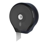 Tissting Commercial Toilet Paper Dispenser Single Roll Jumbo Plastic Holder With Key Lock - Wall Mounted Translucent Black Bath Mount 26.8x12.7x28cm/10.6x5.0x11.0 Inches Ideal For High Traffic Areas