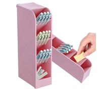 Tissting Desk Organizer, 4 Grid Vertical Pen Organizer, Plastic Desk Organizer Pen Holder Stationery, Multifunctional Marker Pencil Storage Caddy Tray for Office, School, Home (Pink)