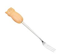 Tissting Dessert Fork, Cat Fork Stainless Steel Dinner Forks with Wood Handle, Cute Tasting Appetizer Pastry Forks for Cake Ice Cream Dessert